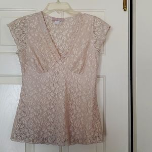 OBE BEIGE LACE BLOUSE, SIZE L